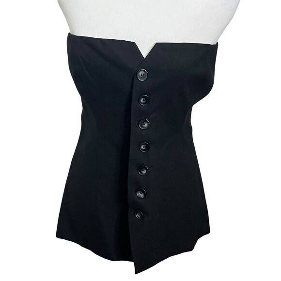 Meshki Innis Longline Strapless Top Black Linen Blend Women’s Medium - Picture 3 of 9